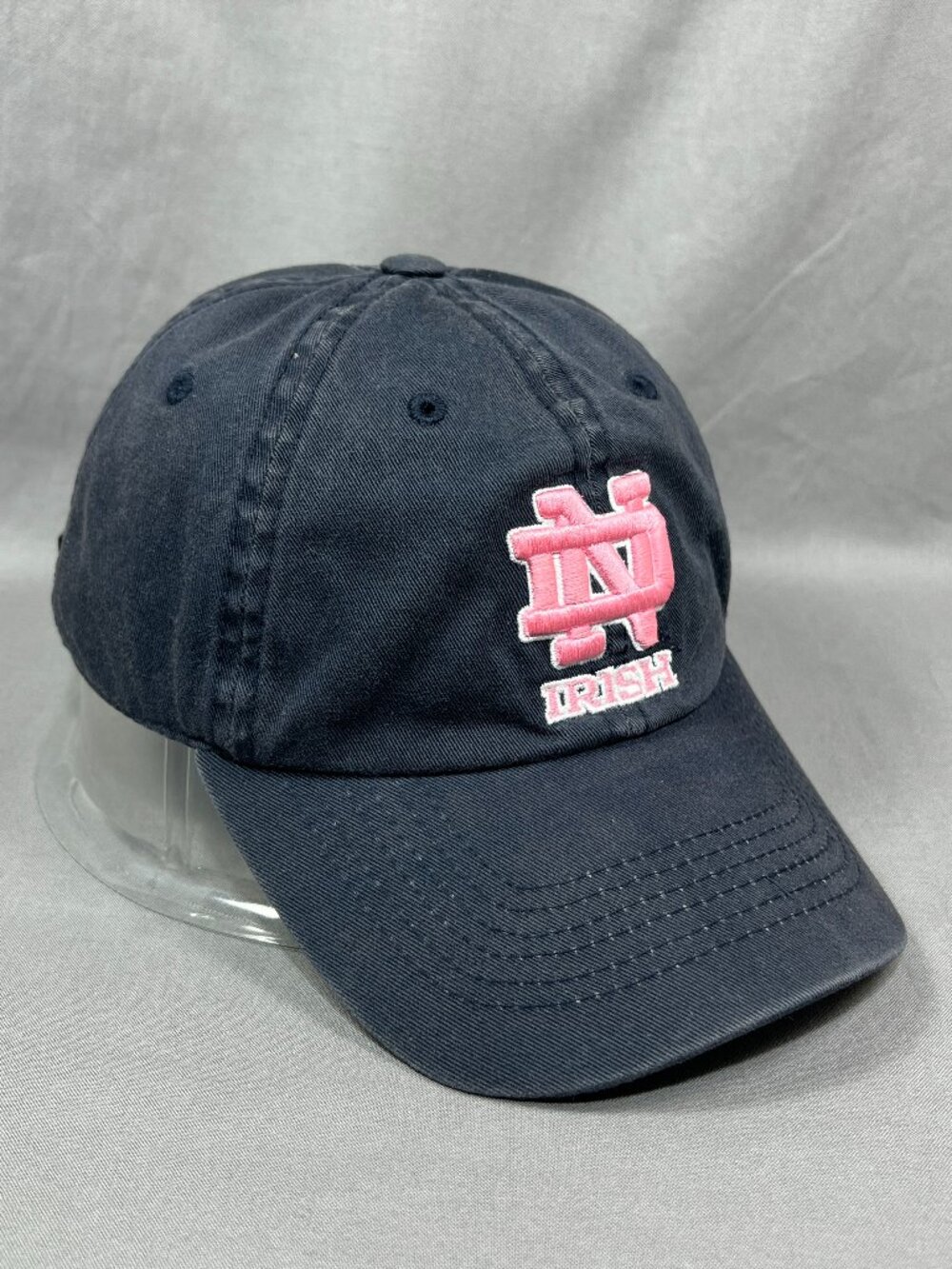 Vtg Notre Dame T.E.I Strapback Hat Navy Fighting Irish Shamrock Dad Womens 90s